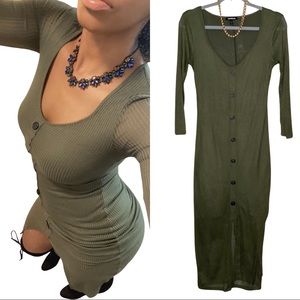 Hunter Green Dress Split In The Middle